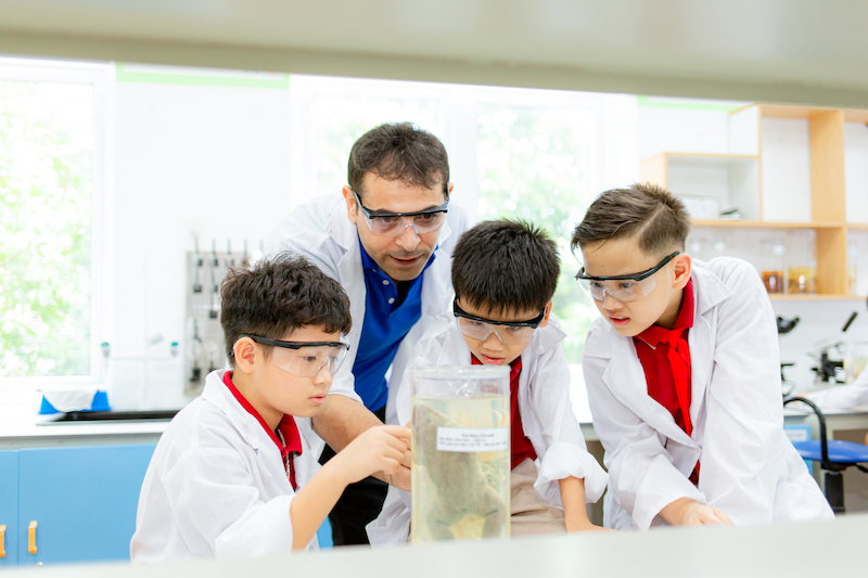Blue Sky Academy students learning in a science class