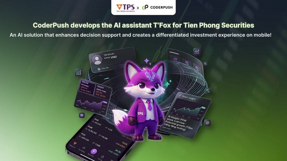 TPS AI case study artwork showing T’FOX and mobile investment features