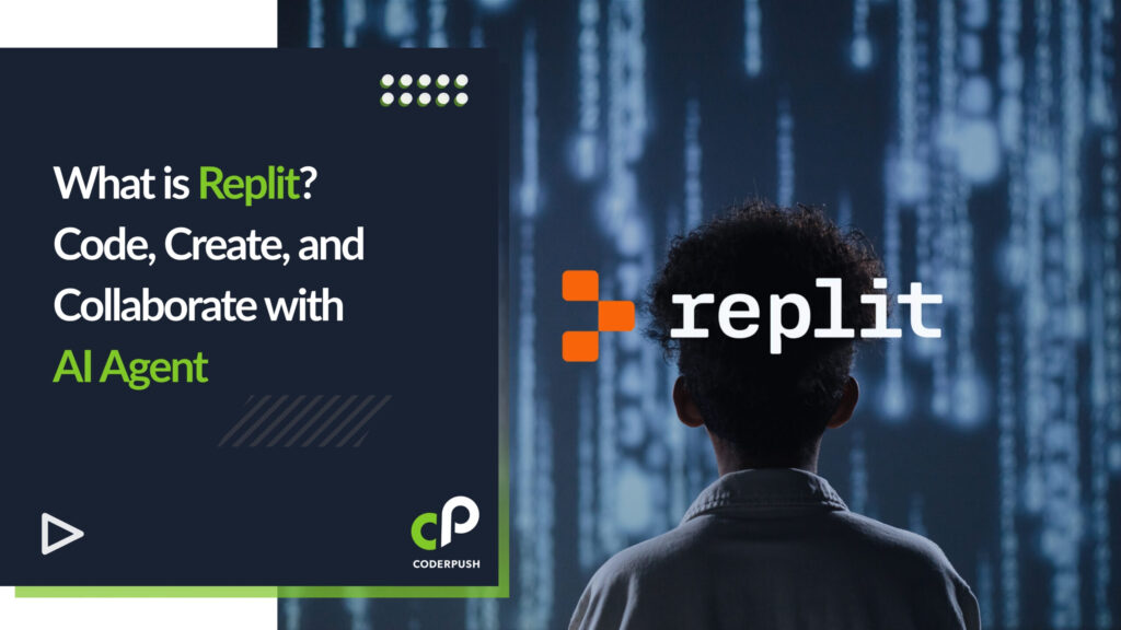 Replit blog thumbnail featuring a futuristic code editor interface with AI elements, symbolizing Replit's online IDE, real-time collaboration, and AI-powered coding platform for beginners and professionals